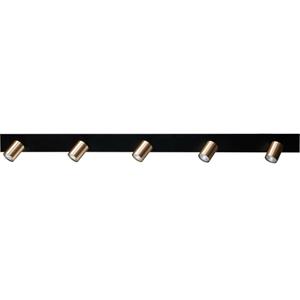 Masterlight Plafondlamp zwart Bounce met 5 gouden spots 5491-05-02-130-5