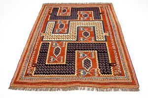 morgenland Wollteppich "Kelim Teppich handgewebt orange", rechteckig, Kurzflor
