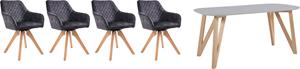 Salesfever Essgruppe, (5-tlg), Tischbreite 160 cm, Stühle 180 drehbar, mit Samtverlours