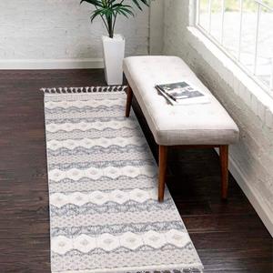 Carpet City Läufer Valencia 728, rechteckig, Boho-Stil, 3D-Effekt, mit Fransen, Sisal
