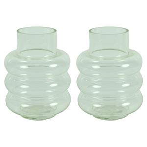 Countryfield bloemenvaas Bubbles - 2x - helder transparant - glas - D17 x H22 cm -