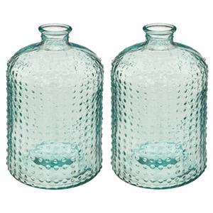 Atmosphera Bloemenvaas - 2x - Apotheker Fles model - transparant - 3D glas - H32 x D18 cm -