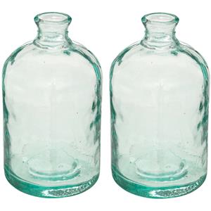 Atmosphera Bloemenvaas - 2x - Apotheker Fles model - transparant - glas - H32 x D18 cm -