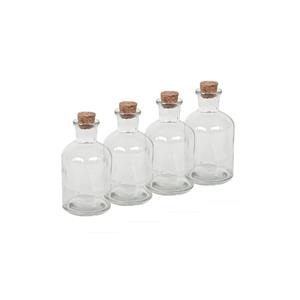 4x Transparante glazen flessen met kurken dop 125 ml -