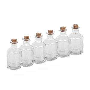 5x Transparante glazen flessen met kurken dop 125 ml -