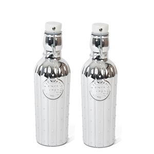 2x Glazen woondecoratie flessen zilver met beugeldop 550 ml -
