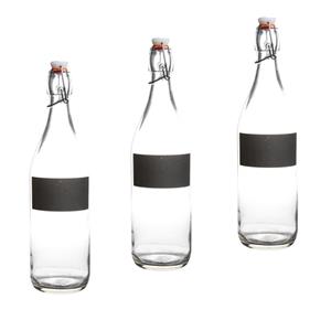 3x stuks waterfles/Weckfles met krijtvak van 970 ml -