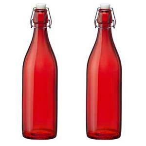5x stuks rode giara flessen met beugeldop 30 cm van 1 liter -