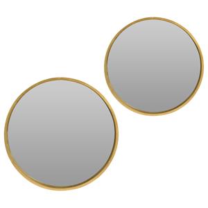 Spiegels set rond - 2x - goud - 30 cm + cm - hout -