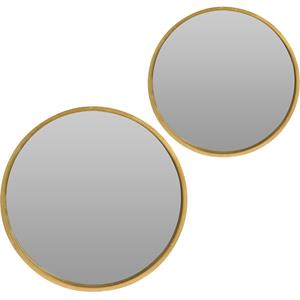 Spiegels set rond - 2x - goud - cm + 50 cm - hout -