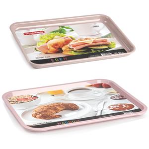 PlasticForte Dienblad/serveerblad set 2x oudroze kunststof - x 31 cm/29 x 20 cm -