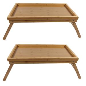 2x Bamboe ontbijt op bed dienbladen/tafeltjes 50 x 30 cm -