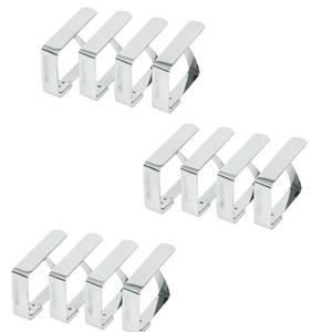 3x Set van 4 tafelkleed klemmen RVS -