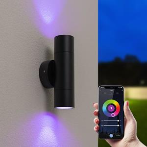 HOFTRONIC™ Smart WiFi+BLE - Dax LED wandlamp - Tweezijdig Up & Down - Alle kleuren - incl. 2x GU10 spots - IP65 voor binnen- en buitengebruik - Zwart