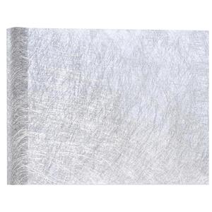 Santex Kerst thema diner tafelloper op rol - metallic zilver - 30 x 500 cm - polyester -