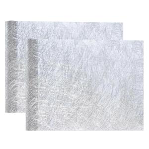 Santex Tafelloper op rol - 2x - metallic zilver - 30 x 500 cm - non woven polyester -