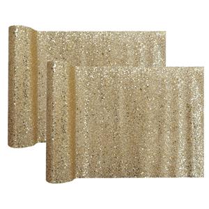 Santex Tafelloper op rol - 2x - goud glitter - 28 x 300 cm - polyester -