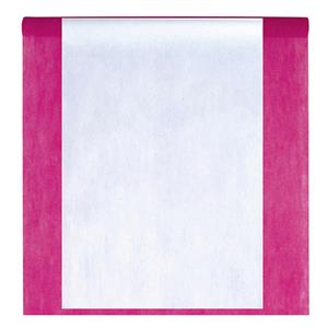 Santex Feest tafelkleed met tafelloper - op rol - fuchsia roze/wit - 10 meter -