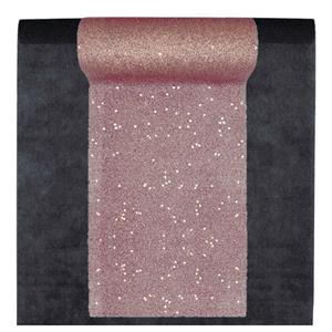 Santex Feest tafelkleed met glitter tafelloper - op rol - zwart/rose goud - 10 meter -