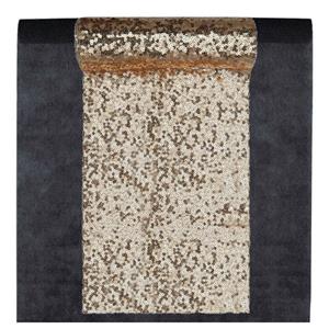 Santex Feest tafelkleed met pailletten tafelloper - op rol - zwart/goud - 10 meter -