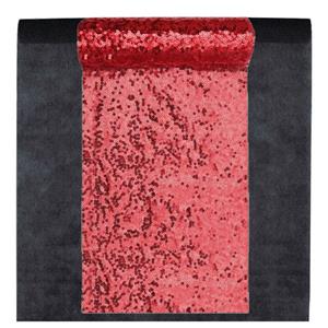 Santex Feest tafelkleed met pailletten tafelloper - op rol - zwart/rood - 10 meter -