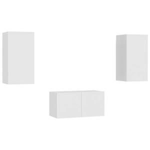 vidaXL Kleiderschrank 3-tlg TV-Schrank-Set Weiß Spanplatte