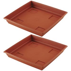 Hega Hogar Set van 5x stuks bloempot/plantenpot terra cotta onderschaal/opvangbord kunststof diameter 35 cm -