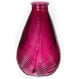 Bellatio Bloemenvaas - paars - transparant glas - D14 x H23 cm -
