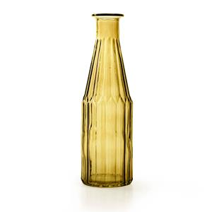 Jodeco Bloemenvaas Marseille - Fles model - glas - geel - H25 x D7 cm -