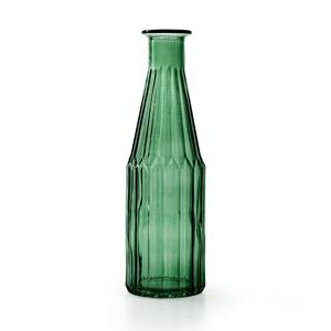 Jodeco Bloemenvaas Marseille - Fles model - glas - groen - H25 x D7 cm -