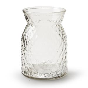 Jodeco Bloemenvaas - helder bewerkt/transparant glas - H16 x D12 cm -