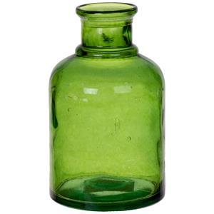 Bellatio Bloemenvaas - groen - transparant gerecycled glas - D12 x H20 cm -