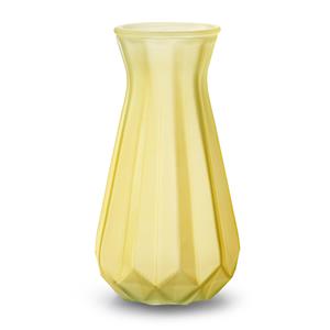 Jodeco Bloemenvaas - geel/transparant glas - H18 x D11.5 cm -