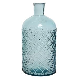 Decoris Vaas/bloemenvaas van gerecycled glas - D14 x H28 cm - lichtblauw -