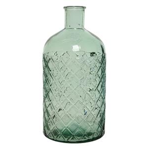 Decoris Vaas/bloemenvaas van gerecycled glas - D14 x H28 cm - lichtgroen -