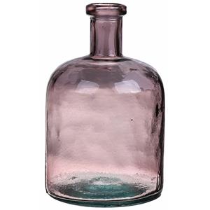 Bellatio Bloemenvaas - roze - transparant gerecycled glas - D15 x H24 cm -