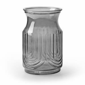 Jodeco Bloemenvaas - smoke grijs/transparant glas - H20 x D12.5 cm -