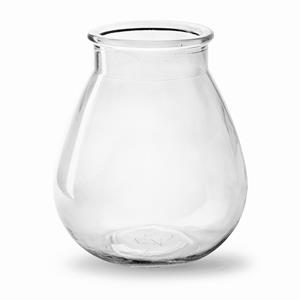 Jodeco Bloemenvaas druppel vorm type - helder/transparant glas - H17 x D14 cm -