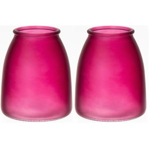 Bellatio Bloemenvaas - 2x - paars - mat glas - D13 x H15 cm -
