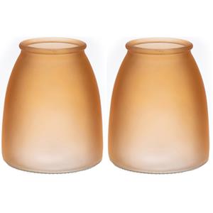 Bellatio Bloemenvaas - 2x - bruin - mat glas - D13 x H15 cm -