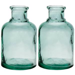 Bellatio Bloemenvaas - 2x - helder - transparant gerecycled glas - D12 x H20 cm -