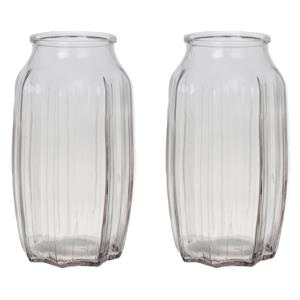 Bellatio Bloemenvaas - 2x - helder transparant glas - D12 x H22 cm -