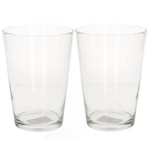 Bellatio Set van 2x stuks glazen vaas/vazen konisch helder glas 19 cm -