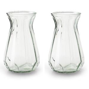 Jodeco 2x Stuks Bloemenvazen - helder/transparant glas - H18 x D11.5 cm -