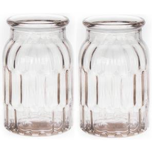 Bellatio Bloemenvaas - set van 2x - helder - transparant glas - D12 x H18 cm -