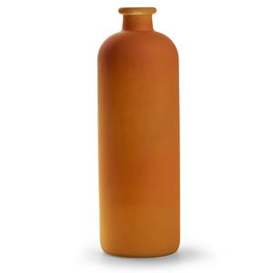 Jodeco Bloemenvaas Avignon - Fles model - glas - mat oranje - H33 x D11 cm -