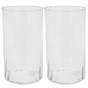 H&S Collection Bloemen vaas 2x stuks transparant - glas - H22 cm -