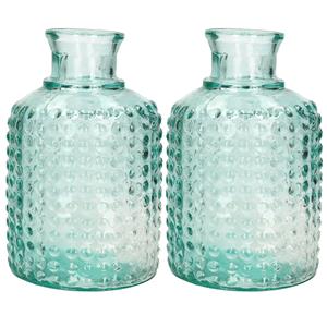 Atmosphera Bloemenvaas - 2x - Apotheker Fles model - transparant - 3D glas - H20 x D12 cm -