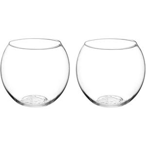 Atmosphera Bloemenvaas - 2x - Ronde Bol model - transparant - glas - H18 x D19 cm -