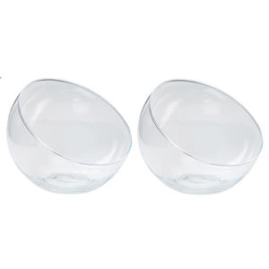 Bela Arte Bolvaas schuine/halve schaal - 2x - transparant gerecycled glas - D16 x H13 -